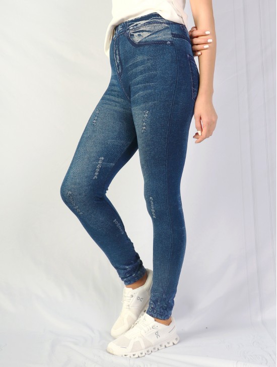 High Waist Denim Style Stretchy Legging (Fleece Lined)